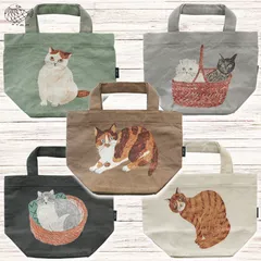 【松尾ミユキ】 ミニバッグ 舟形 Cats｜選べるねこ柄、カラー｜猫 ネコ ねこ
