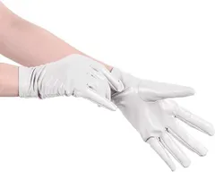 【在庫処分】[Morydovs] セクシー グローブ エナメル 光沢手袋 レザー調 女王様 コスプレ コスチューム小物 ダンス衣装 イベント用 大人用 (白色短手袋 M)