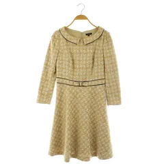 トッカ TOCCA リボン 長袖 ワンピース ミニ ツイード フレア 2 ベージュ /MY ■OSのサムネイル