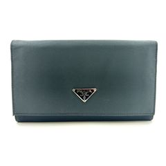 PRADA テスートナイロン 三角ロゴ レザー×ナイロン カーキグリーン 長財布 シルバー M608
