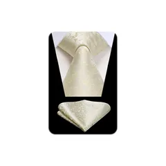 [HISDERN] ペイズリー柄 ネクタイ チーフ セット メンズ ベージュ おしゃれ 花柄 ビジネス ネクタイ 結婚式 二次会 入学式 卒業式 派手プレゼント