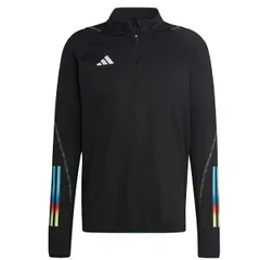 【新品】【JSサイズのみ】adidas(アディダス) メンズ ティロ 23 プロ トップ TIRO PRO TOP サッカー 速乾 長袖 トップ シャツ 速乾 吸汗 ジップアップ シャツ ハイネック 裏起毛 フリース ブラック BWB74-IB5834-JS