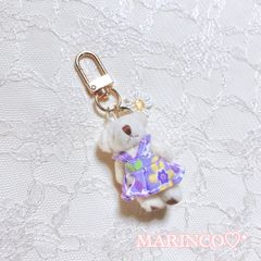紫 花柄 フラワー ワンピースくまさん／パープル(NO.1071D)