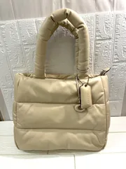 I【保管品】COACH コーチ ピロートートバッグ ベージュ キルティングレザー レディース オシャレ