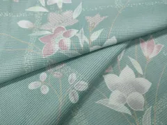 平和屋着物＊夏物　小紋　絽　格子草花文　洗える着物　CAAR5159ut