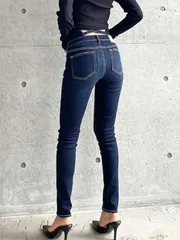 GYDA ジェイダ ハイウエストクロス スキニー デニムパンツ 072412418301