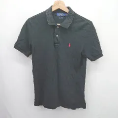 ◇ ⊂ POLO RALPH LAUREN ポロ ラルフローレン コットン100％ 半袖 ロゴポロシャツ サイズM ブラック系 メンズ E  【1507280013502】