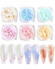 【特価セール】金属パーツ ネイルデザイン アクセサリー ネイルパーツ 花 ジュエリーパーツ パーツ 手作り レジン用 LIKENNY 3Dネイル レジン ネイルスタッズ （6個入り、6色花）