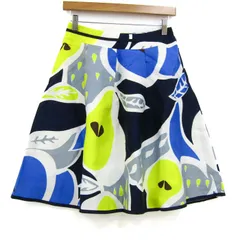 エムズグレイシー スカート ボトムス フレア 花柄 日本製 レディース 38サイズ 青×白 M'S GRACY 【中古】