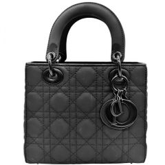 ディオール ハンドバッグ レディース カナージュ レディディオール ミニバッグ Dior コーティングレザー マットブラック ブラック金具【中古品】