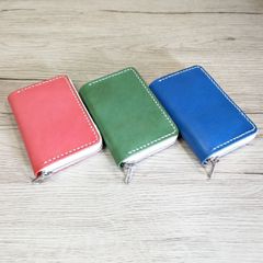 ミニ財布 牛ヌメ革 手縫い ラウンドファスナー レザークラフト ハンドメイド