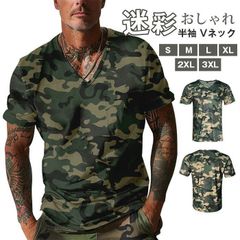 tシャツ メンズ トップス 半袖 Vネック 迷彩 アーミー 大きいサイズ ゆったり カジュアル スポーティ おしゃれ ギフト 父の日 登山 yifengyu183