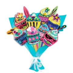 メール便OK 知育玩具 BorneLund（ボーネルンド）社 アヴニール スクラッチアート カップケーキのブーケ けずって描く