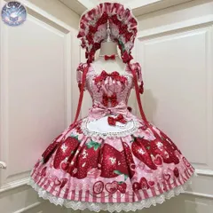 新品 未使用 【Strawberry Cream】ロリィタドレス ミニ袖ワンピース 甘ロリ