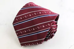 ディズニー ブランド ネクタイ ミッキー ミニー ストライプ柄 ドット PO メンズ ワインレッド Disney 【中古】