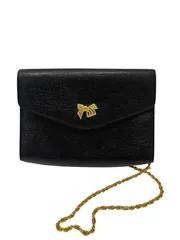 RE212 KIMIJIMA キミジマ　ショルダーバッグ　チェーンバッグ　ゴールド　リボン　ブラック　レディース