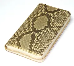 《期間限定SALE》《送料無料＆税込価格》《新品未使用》《数量限定》《特別価格》巳年に本パイソンレザーで開運！錦蛇革！金運祈願！ゴージャス薄金ゴールド仕様！グラデーション加工！男女兼用！ラウンドファスナーロングウォレット　TK-GSMRL　ゴールド