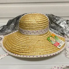 【未使用品】婦人 麦わら付遮光帽子 6784 パープル系 花柄 フリーサイズ 川西工業 グローブマニア 日除け 防暑 熱中症対策 UVカット 紫外線対策 通気性 ガーデニング 菜園 園芸 農作業 アウトドア