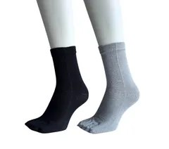 [モードセレクト] 5本指ソックス メンズ シルク混 薄手 夏５本指靴下メンズ 絹混 重ね履き 冷え取り靴下 かかとなし２足セット黒とグレー A43 