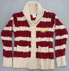 【中古】衣類 黒崎蘭丸 “ME TIME”ルームウェア ケーブルニットボーダーカーディガン ワインレッド フリーサイズ 「うたの☆プリンスさまっ♪」 SHINING STORE 2020グッズ