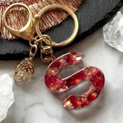 red rose♡レジンイニシャルキーホルダー　S
