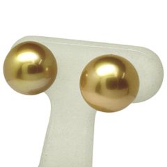 南洋ゴールデンパール 11.0mm ピアス Pt900プラチナ 3.7g レディース 【中古】【真子質店】【NN】