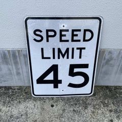 ヴィンテージ 看板 [HR-7] SPEED LIMIT45マイル 速度制限 ストリートサイン アメリカン雑貨 ロードサイン ガレージ