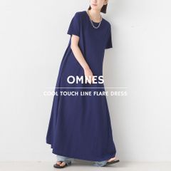 オムネス 接触冷感レーヨンナイロン　ラインフレアワンピース ゆったり ドルマン オーバーサイズ