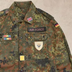 メンズ L相当 ドイツ軍 フレクター迷彩 パッチカスタム コンバットジャケット ミリタリー ヴィンテージ BDU 長袖シャツ German ARMY flexor camo shirt jkt