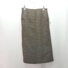◇ ◎ ●未使用● YECCA VECCA ジップ 裏地 ウエストゴム チェック柄 膝丈 タイト スカート サイズM ブラウン レディース E  【1310130004076】