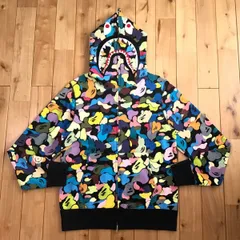 ★美品★ マルチカモ シャークパーカー Mサイズ shark full zip hoodie a bathing ape BAPE camo multi camo エイプ ベイプ 迷彩