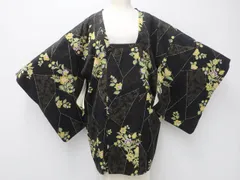 【一輝堂】リサイクル着物 道行コート 金彩 花文 正絹 身丈約84cm 裄丈約64cm 25z06-3702