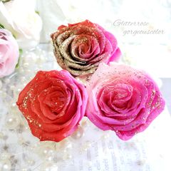 ラブリィローズ*.❁3輪　花材　プリザーブドフラワー