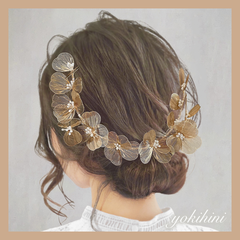 ウェディング ヘッドドレス ♡ 結婚式 ブライダル wedding bridal 前撮り フォトウェディング 髪飾り ヘアアクセサリー ヘアパーツ ヘッドパーツ 花冠 花かんむり 小枝 ティアラ ビジュー 花嫁 新婦 ゴールド  シルバー dress