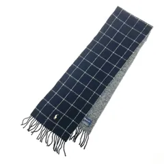 POLO RALPH LAUREN ポロラルフローレン  マフラー   ブラック×グレー ウール80％ メンズ ダブルフェイス チェック×ヘリンボーン　240001139319