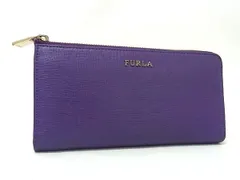 ■美品■ FURLA フルラ レザー L字ファスナー 長財布 ウォレット 札入れ 小銭入れ カード入れ レディース パープル系 DK6071