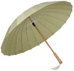 Lanx. 和傘 和風 抹茶色 グリーン 軽い 24本骨 晴れ 雨 兼用 梅雨 対策 木製 手元 長傘 雨傘 番傘 紳士傘 耐風 撥水 グラスファイバー 引っ掛け ビニール ビジネス 持ち運び 婦人用 晴雨兼用 紙傘 絹傘 (抹茶色 グ [抹茶色(グリーン)]