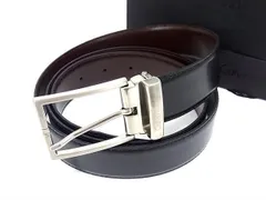 ■極美品■ Calvin Klein カルバンクライン レザー リバーシブル シルバー金具 ベルト サイズ110/125 ブラック系×ブラウン系 AZ5327のサムネイル