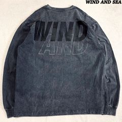 WIND AND SEA LOGO L/S TEE ロングスリーブTシャツ 長袖カットソー ロンT ヴィンテージ加工 ウォッシュ加工 ピグメント オーバーダイ フェード 両面プリント ロゴ Mサイズ グレー ウィンダンシー