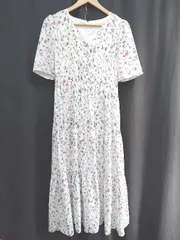 ◇ ⊂ AnMILLE アンミール 総柄 ティアード 半袖 ロング丈 ワンピース 表記なし ホワイト系 マルチ レディース E  【1507160013981】