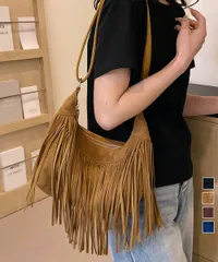 フリンジショルダーバッグスエード調バッグ