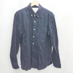 ◇ ⊇ 無印良品 長袖 ブラウス サイズL ネイビー レディース メンズ E  【1503050012294】