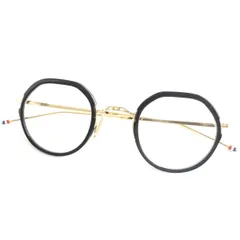 極美品▼THOM BROWNE トムブラウン TBX911-4501 クラウンパント メガネ/アイウェア 度無し 黒×ゴールド 45□25-140 日本製 箱・ケース付き　p12-st30327-452のサムネイル