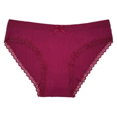 スタンダードショーツ 綿 レディース シンプル リブあみ ストレッチ ローライズ レース リボン 下着 M L LL 黒 赤 黄 紺 rs-027