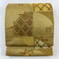 【美品】 袋帯 秀品 光悦垣 金糸 箔 金色 六通 正絹 【中古】