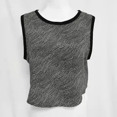 #snc 詩仙堂 ヒトシタムラ HITOSHI TAMURA ベスト ジレ 黒 白 鹿の子柄 総柄 ショート丈 ノーカラー ちりめん レディース [946654]