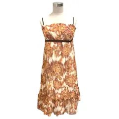 ボールジー BALLSEY トゥモローランド ワンピース キャミワンピース シルク フレア 膝丈 総柄 オレンジ マルチカラー