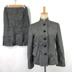 日本製★Reflect【リフレクト】 セットアップ/スカート/スーツ 【size:上下40/レディースL/膝丈/マオカラー/gray】総裏地/スタンドカラー/skirt/Jacket◆BJ011-h