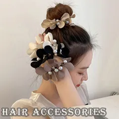 ヘアゴム　花びら　パール付き　髪飾り　ヘアアクセサリーTZSP046HC訳アリ品