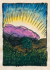 世界の名画 100年前 アートポスター 抽象画 ボタニカル 植物 果物 ハーブ ヴォイニッチ手稿 絵画 おしゃれ レトロ ポップ インテリア フレームなし （A3サイズ）（ポスターのみ）
